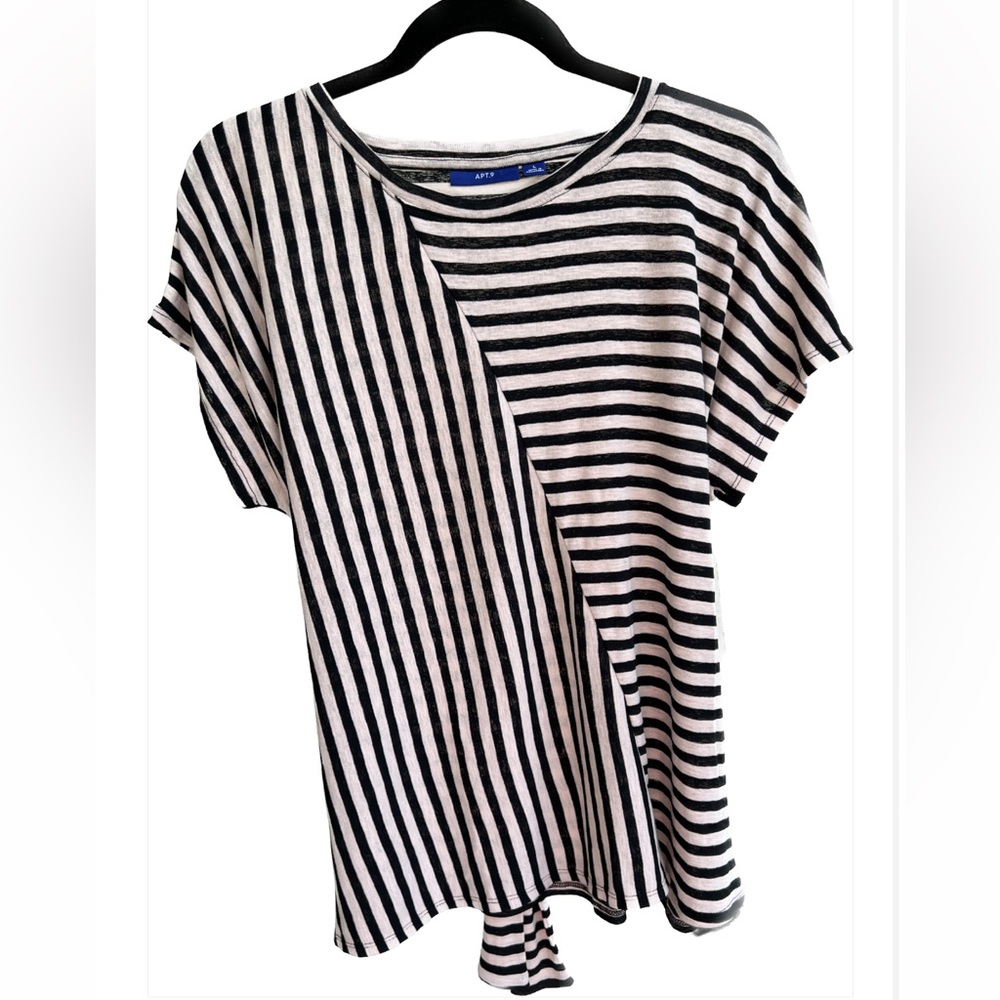 New Apt. 9 Black & Cream Striped Tie Back Top (Large) with tags